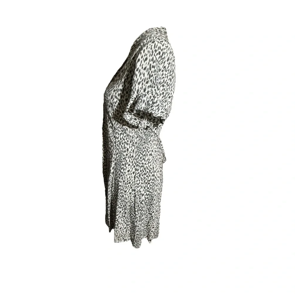 AllSaints Fay Lep Leopard Animal Print Button Mini Flutter Sleeve Dress Size XS - Picture 5 of 8